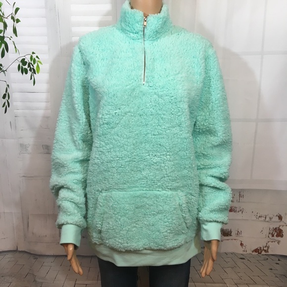 No Boundaries Jackets & Blazers - Mint green, soft fuzzy quarter zip Pullover